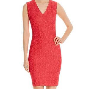 St John acollection v-neck refined knit bodycon dress. Size 12, Color: Pink